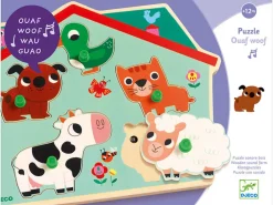 Puzzle sonore en bois - Ouaf woof - les animaux familiers