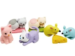 Set de gommes kawaii - Chat et Souris - Iwako (Made in Japan)