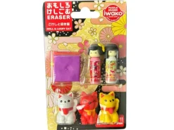 Set de gommes kawaii - Kokashi & Lucky Cat - Iwako (Made in Japan)