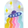 Sticker suncatcher soucoupe volante/ovni - 15 x 10 cm