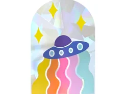 Sticker suncatcher soucoupe volante/ovni - 15 x 10 cm