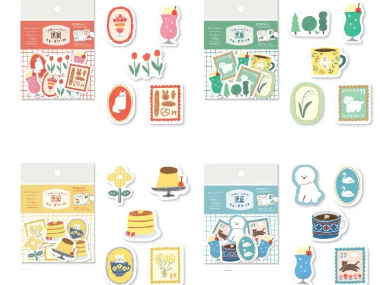 Stickers flake en washi Watashi-Biyori Bleu - Papeterie Japonaise