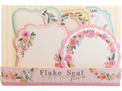 Stickers étiquettes en papier - Fleurs bleu-gris, lot de 30