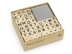 Tampons lettres et chiffres avec encreur noir - 48 caractères