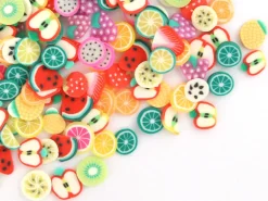 Tranches de canes en pâte polymère - fruits variés - 10 grammes