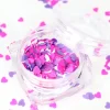 Trio de paillettes en forme de cœur - rose, violet et blanc