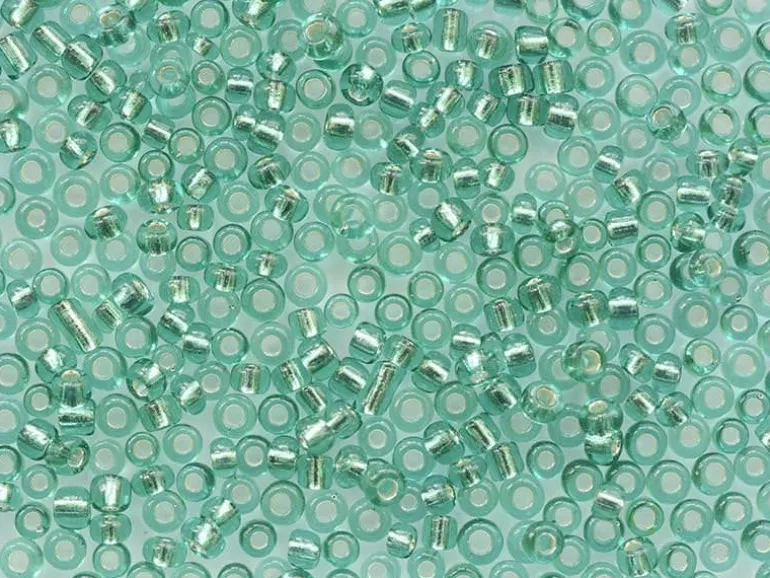 Tube de 350 perles à inclusions argentés - turquoise