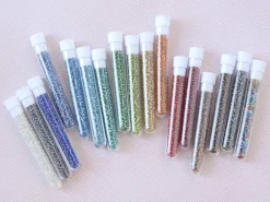 Tube de 350 perles à inclusions argentés - turquoise